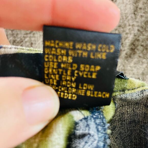 Tropical Elephant Ear Linen Rayon Blend Pant by David Paul Size 6 - Picture 10 of 11